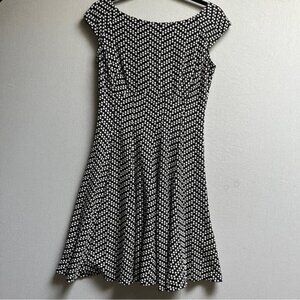 Laura Petite Elegant Black and White Polka Dot Dress Sz 8P